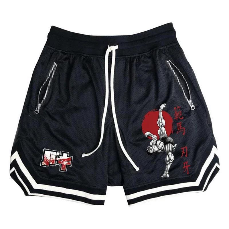 Hanma Baki Animated Shorts Men Women Quick Dry Net Fitness Shorts Breathable Fitness Jogger Summer Basketball