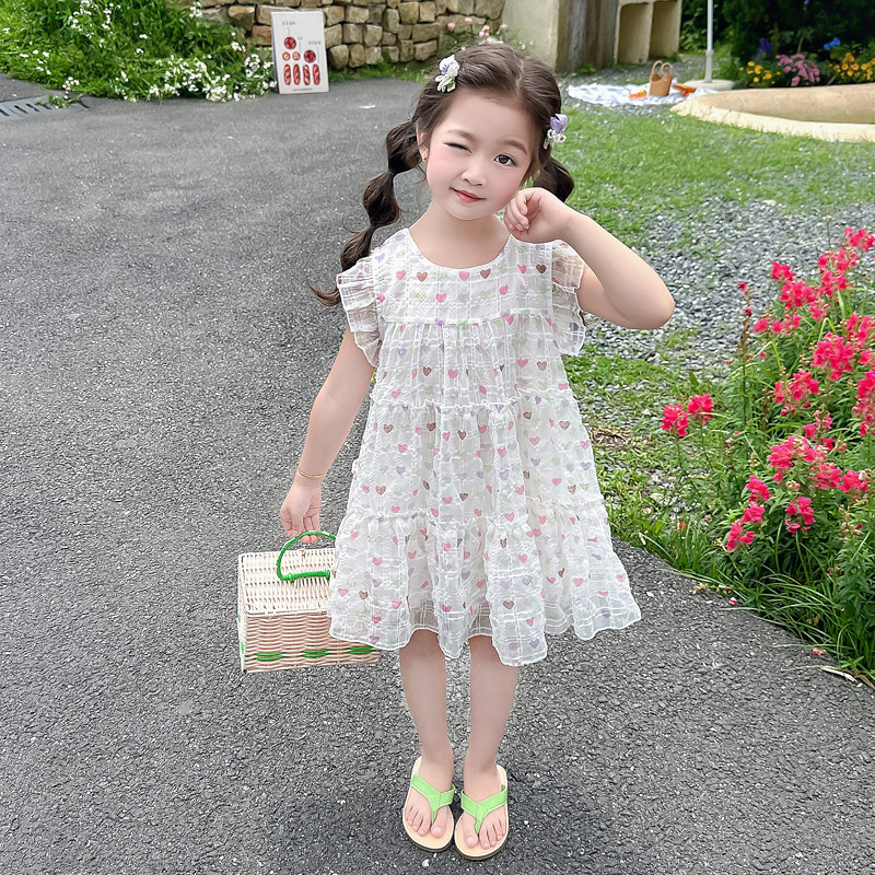 女童夏季连衣裙2024新款儿童裙子女宝宝夏装洋气时髦小飞袖公主裙