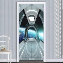 创意3D门贴翻新自粘贴纸装饰卧室客厅墙贴门贴空间胶囊跨境货源