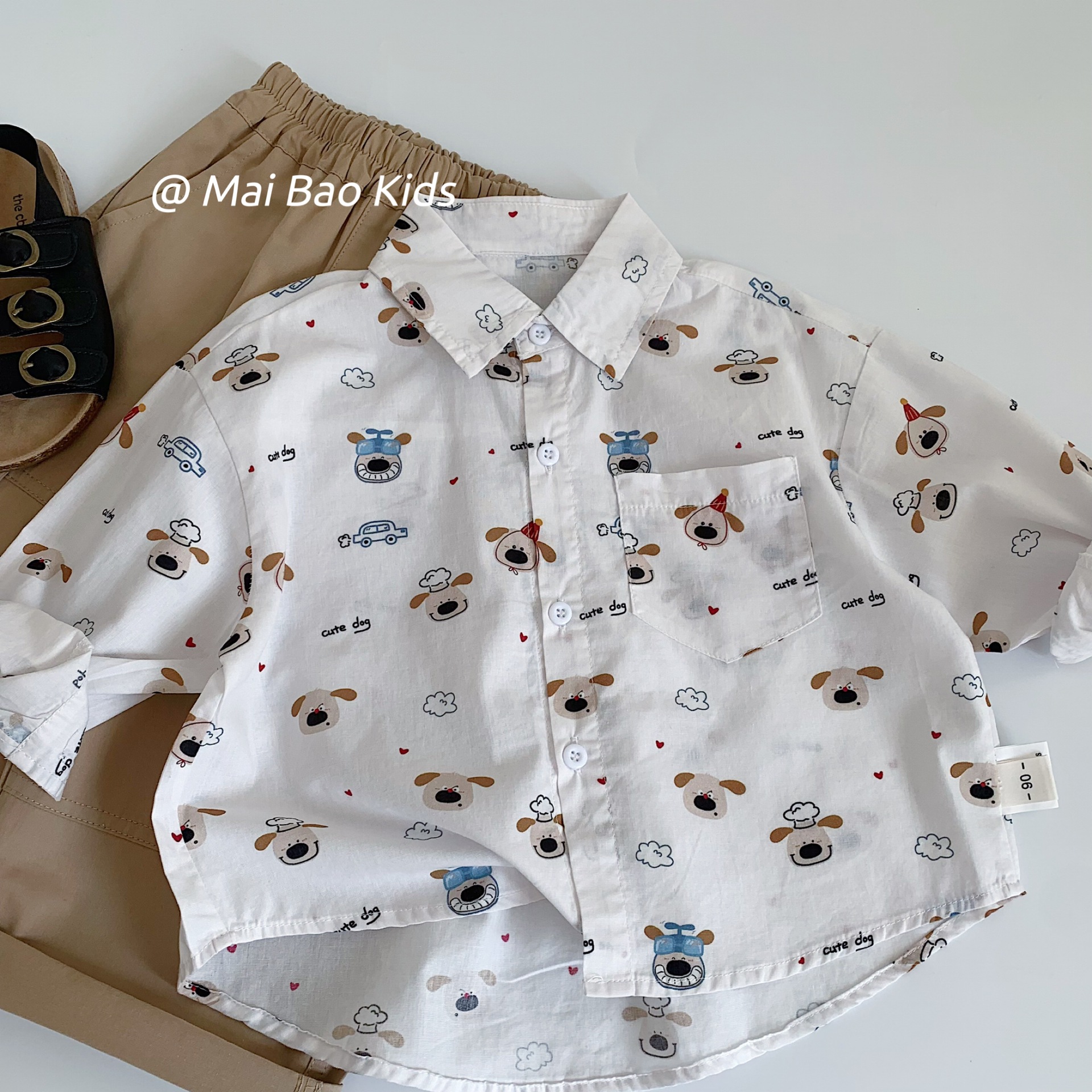 Camisas para niños Mai Bao 2025 otoño niñas y niños lindos dibujos animados perros camisas de manga larga ropa de otoño bebé cabello