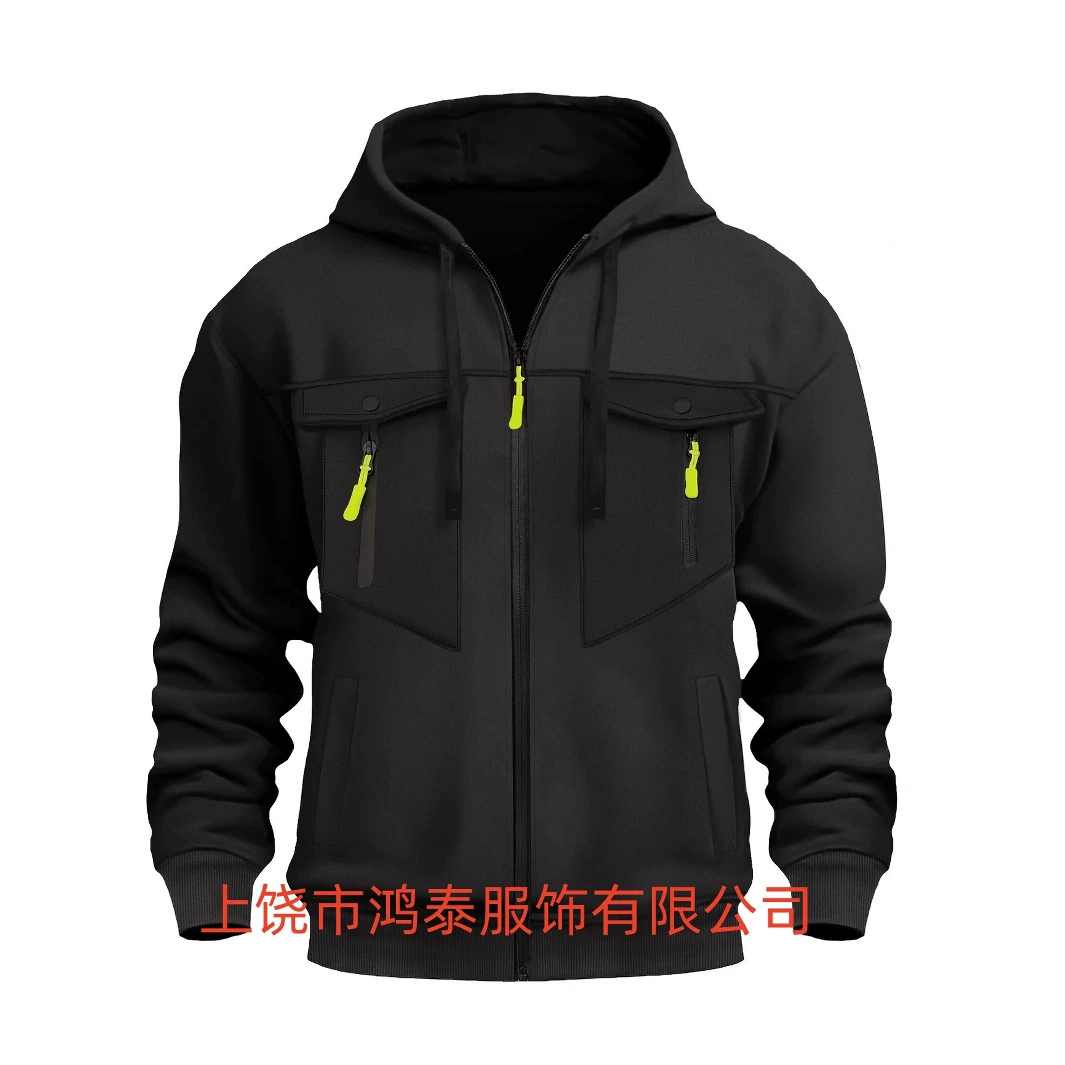 Популярная в Америке мужская толстовка на весну и осень, толстовка с капюшоном на молнии и несколькими карманами, пуловер, мужская спортивная куртка