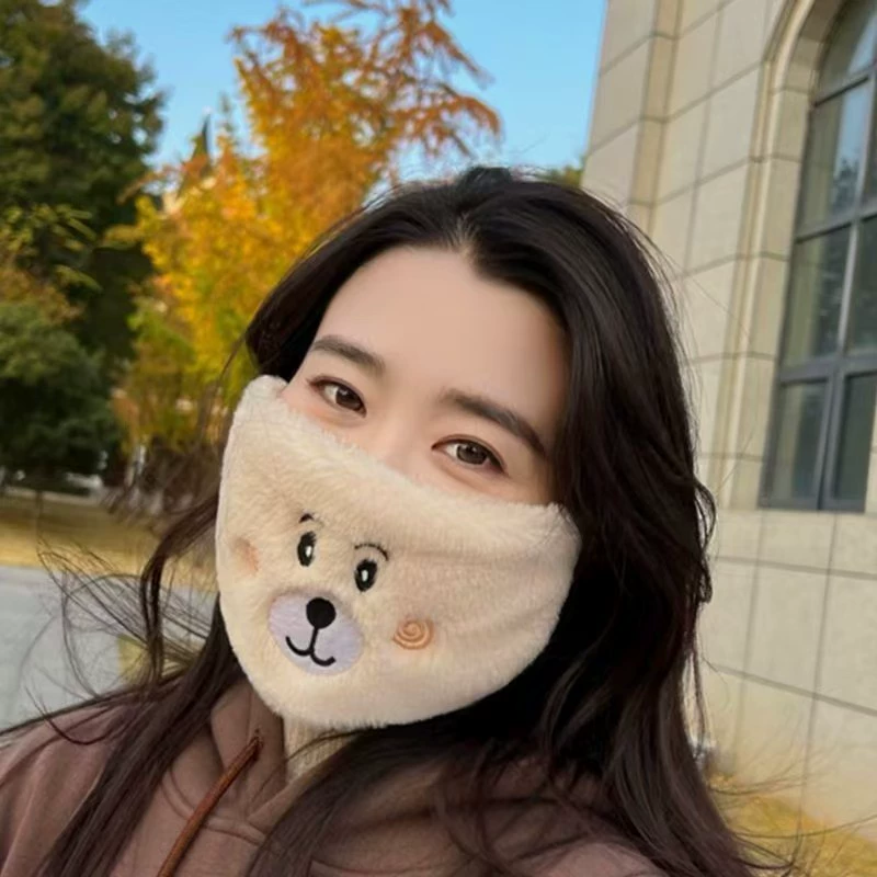 Осенние и зимние плюшевые медвежьи маски регулируемые стили утолщенные теплые вышивки плюшевые медвежьи маски для защиты от ветра и холода