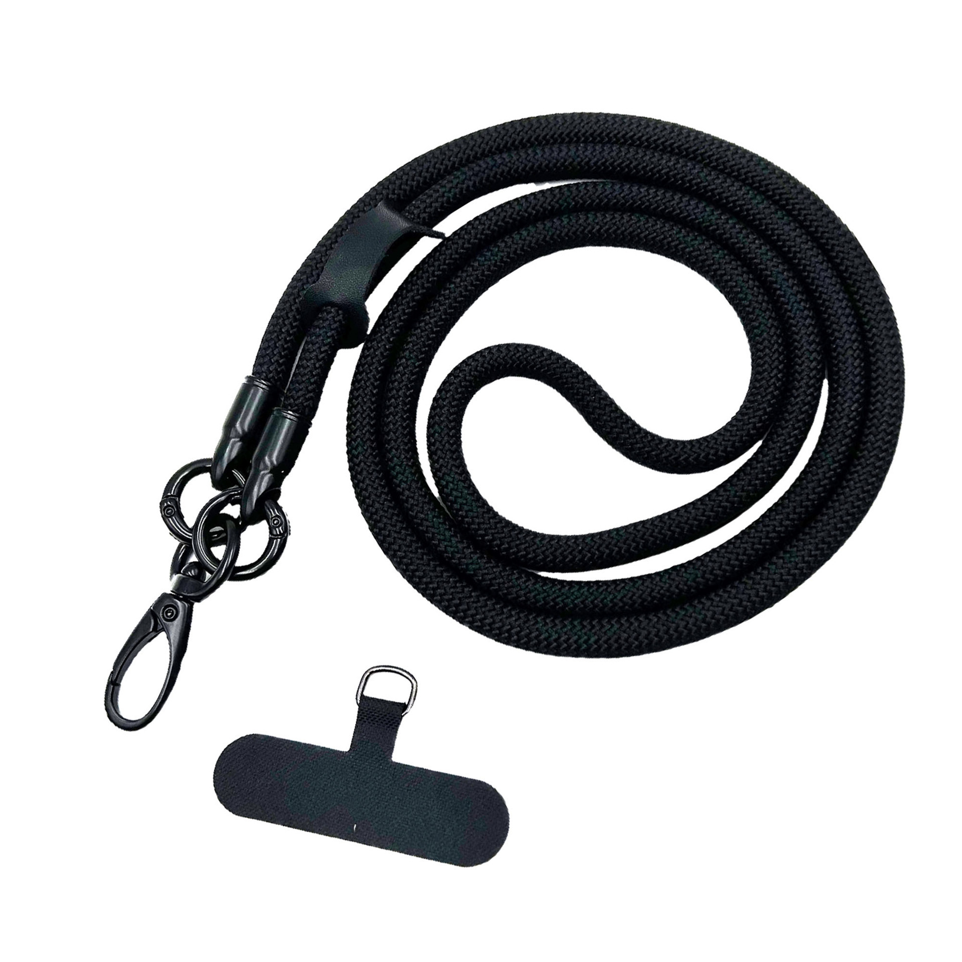 【1 # 블랙] 120cm 조절 불가 휴대폰 끈 + 프리 클립