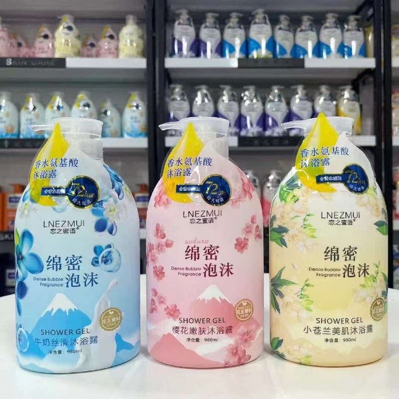 卸売980ml大ボトルシャワージェル、香水タイプ、香り長持ち、桜の香りのシャワージェル、特大ボトル|undefined