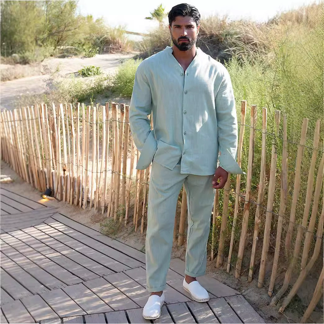 Sports suit set men, long‑sleeve top and trousers, European style, autumn leisure