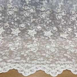 弹力蕾丝低绣花立体绣花满幅童装女装礼服连衣裙女装布料头巾花边