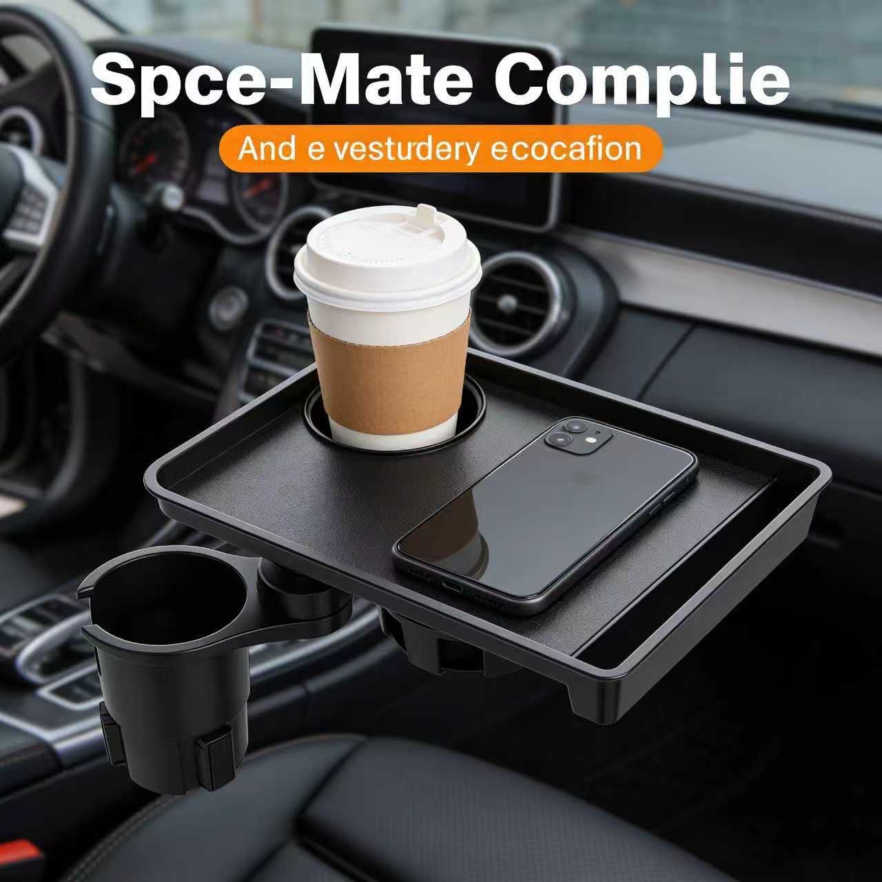 2026 Multifunctional Car Dining Tray Holder, Water Cup Holder, Passenger Side Mini Bar, Beverage and Coffee Small Dining Table, Car Dining