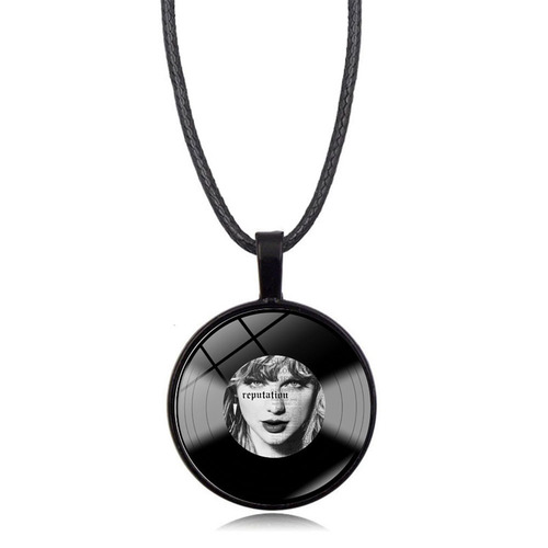 Taylor Swift necklace women's European and American fashion Taylor Swift vinyl record pendant leather rope sweater chain