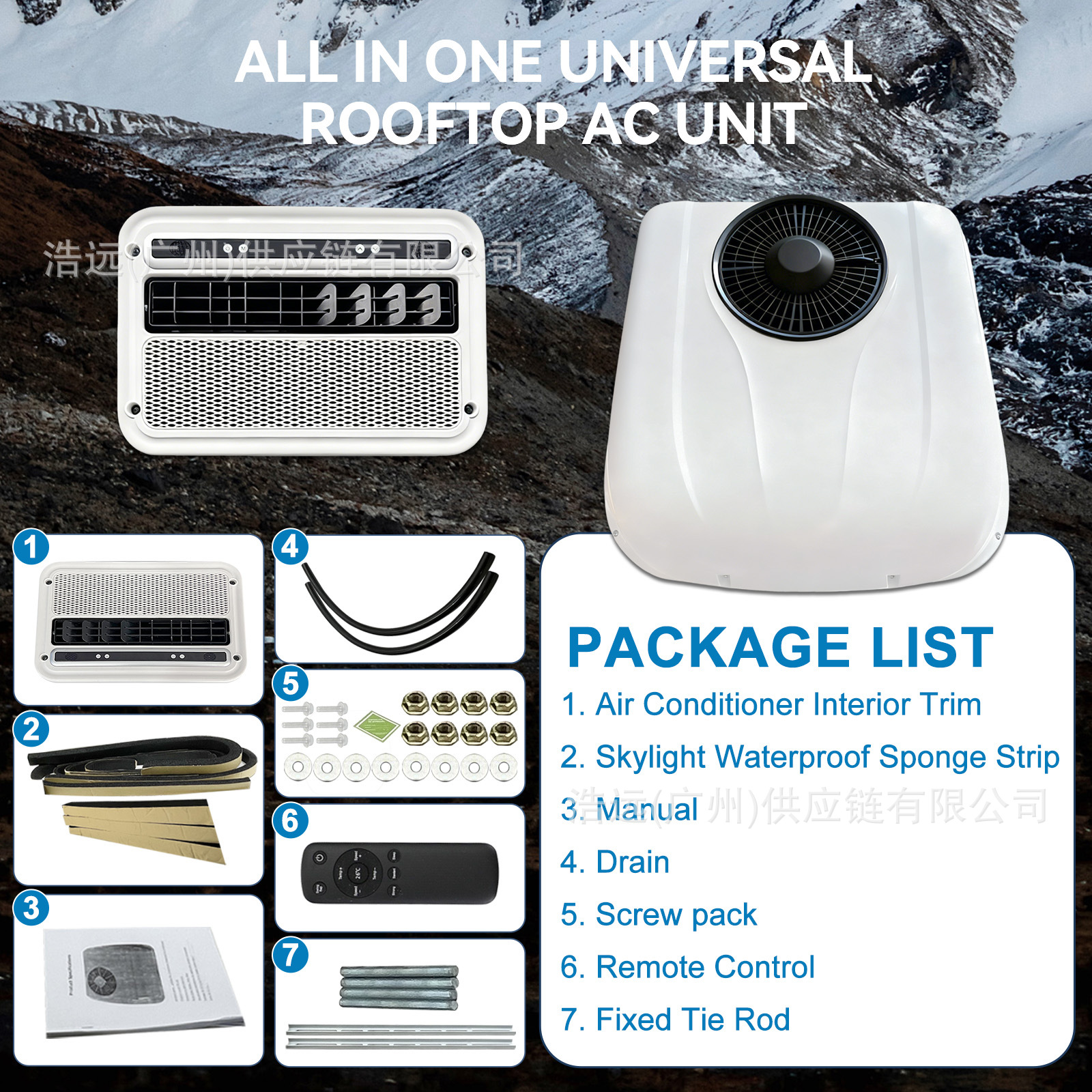 In-Stock Automotive Electric Air Conditioner 12V Cooling for Rvs, Heavy-Duty Trucks, Light Trucks, and Vans - Integrated Vehicle-Mounted Parking Air Conditioner