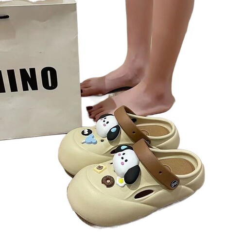 Women's Summer Outdoor Wearing Thick Sole Hole Shoes 2024 New Home Heel Increase Anti-Slip Anti-Odor Wear-Resistant Cool Slippers