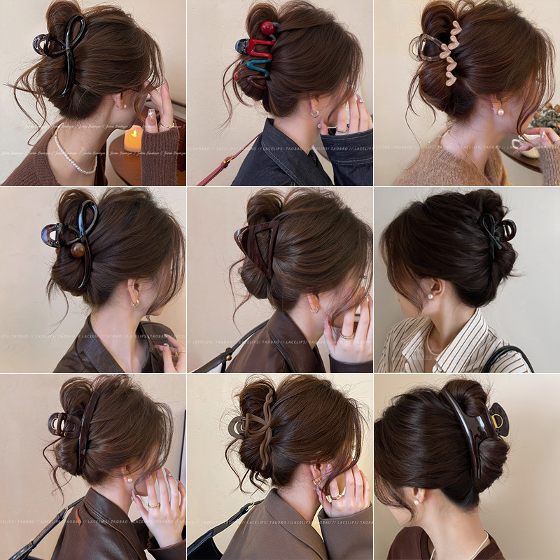Clip de agarre acrílico simple retro Japón y Corea del Sur clip de tiburón para el cabello 2025 nuevo accesorio para el cabello en la parte posterior de la cabeza de las mujeres de alta gama