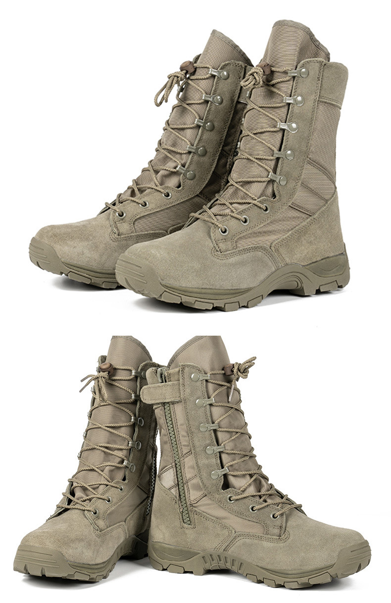 High-top combat boots Green desert boots Brown boots Light combat boots Training boots_voghion.com