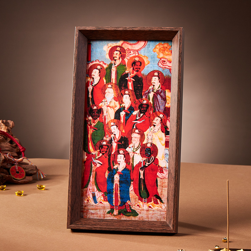 Chinese-Style Painted Taoist Immortals Photo Frame, a Constant Companion for Good Luck and Fulfillment of Desires, Cultural and Creative Gifts for Peace, Blessings, and Wealth
