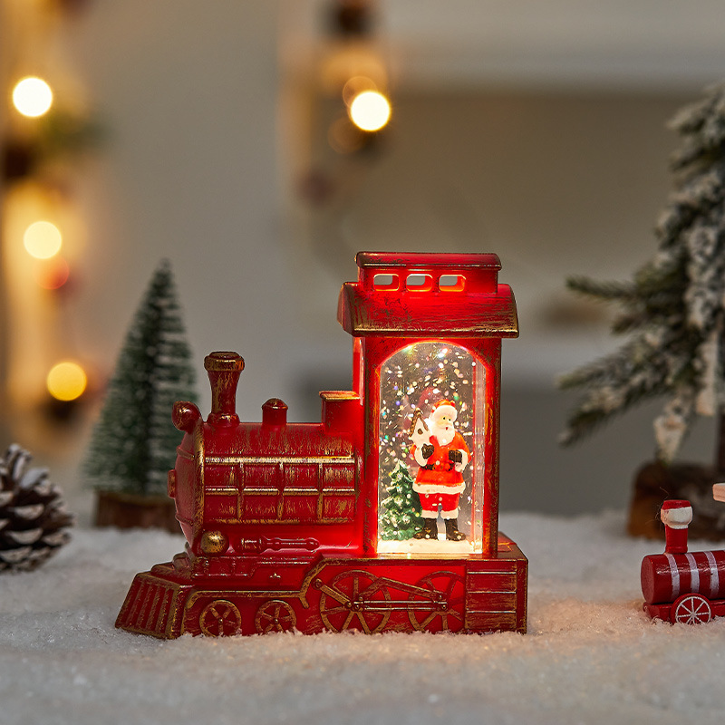 Christmas Snow Train Lantern Decor – Festive Miniature Light-Up Holiday Village Display With Santa, Snowman & Tree Designs For Tabletop_voghion.com