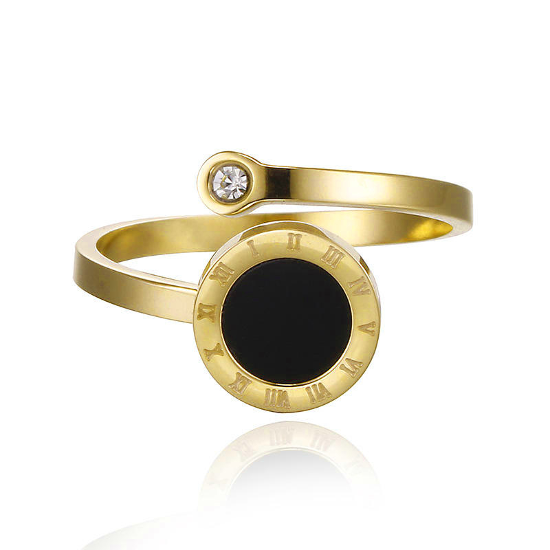 Women's ring diamond diamond titanium steel ring tide match not fade ring_voghion.com