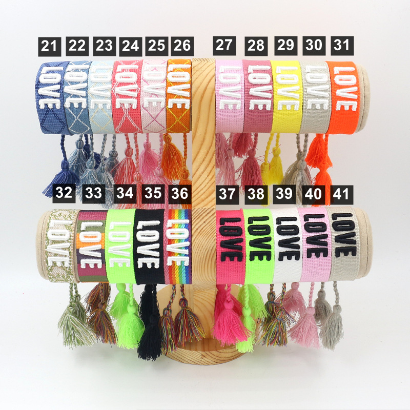 1 Piece Fashion Love Polyester Embroidery Handmade Tassel Unisex Bracelets display picture 1