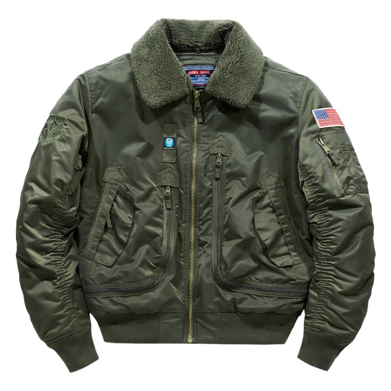 Chaqueta de piloto B10 transfronteriza chaqueta de vuelo de los hombres abrigo de algodón acolchado invierno engrosada ropa de trabajo abrigo de algodón acolchado Cuello de piel desmontable