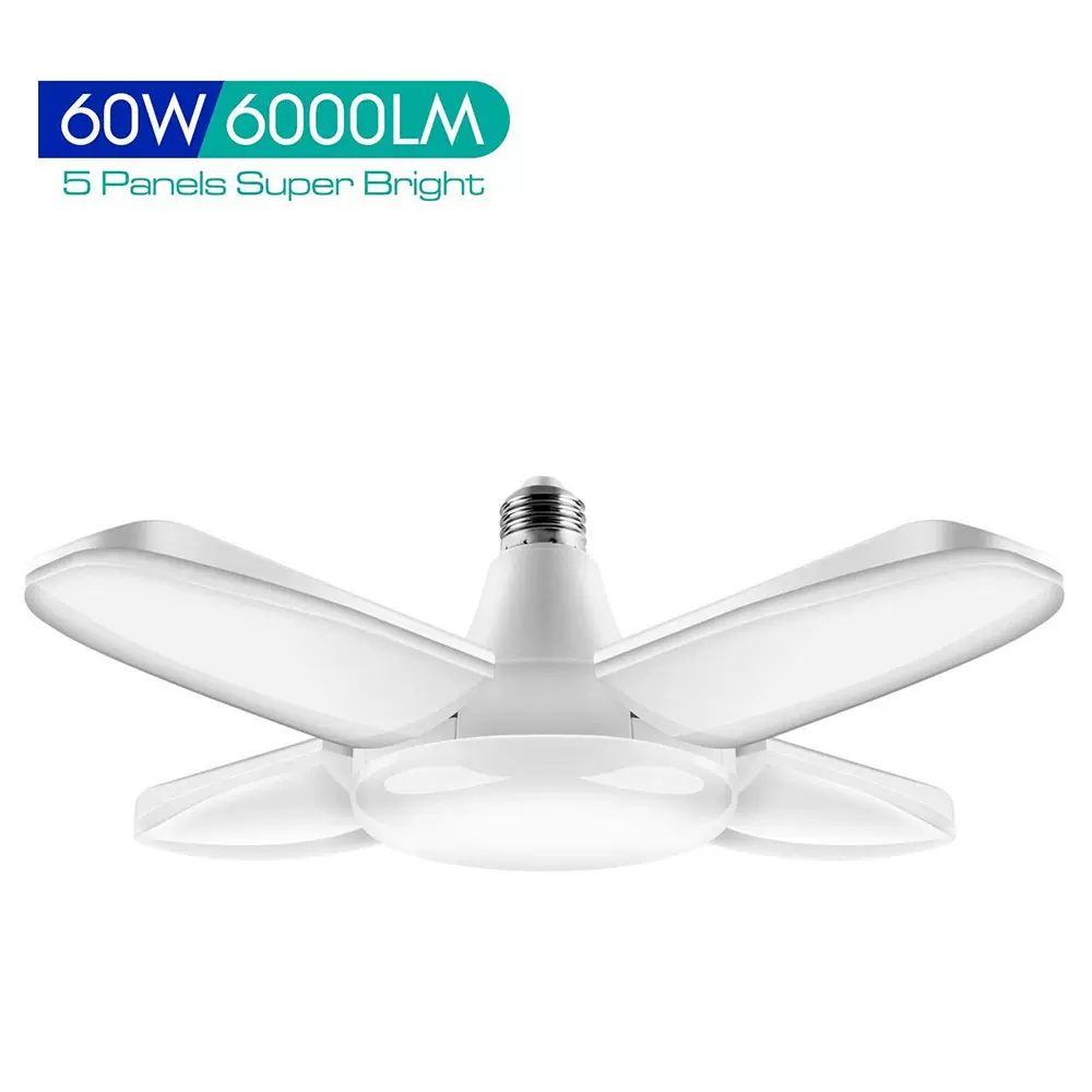 亚马逊新款4+1折叠变形灯 led车库灯叶子灯 地下室车间厂房灯工矿