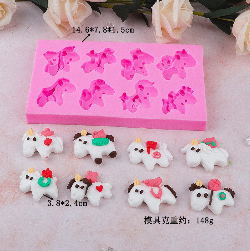 Unicornio troyano fondant molde de silicona jabón molde para hornear chocolate caramelo galleta molde de pastel