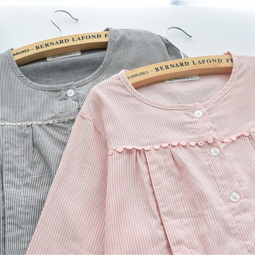 妊婦綿綿糸中スカートズボン家庭授乳服縞パジャマ月子加肥は200斤春秋を大きくした
