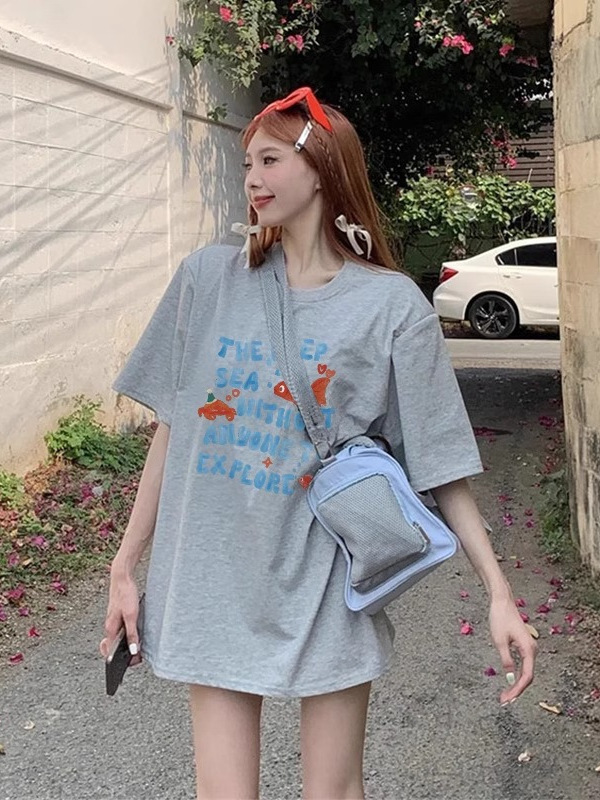 女性用 Tシャツトップス 2025 新作人気夏オフホワイト純綿ルーズ半袖今年人気の美しいシャツ|undefined