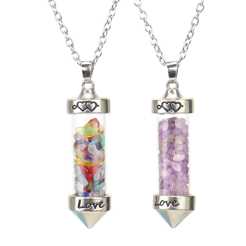 Retro Wishing bottle Crystal Plating Pendant Necklace 1 Piece