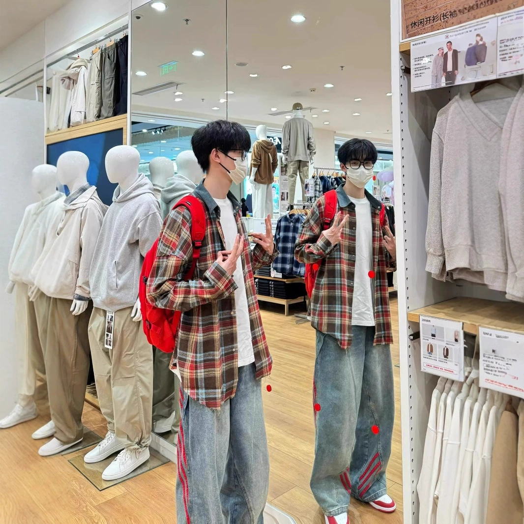 Мужская клетчатая рубашка с длинными рукавами в стиле ретро в американском стиле, весенне-осенний дизайн, нишевая куртка-рубашка-кардиган, модная в Instagram.