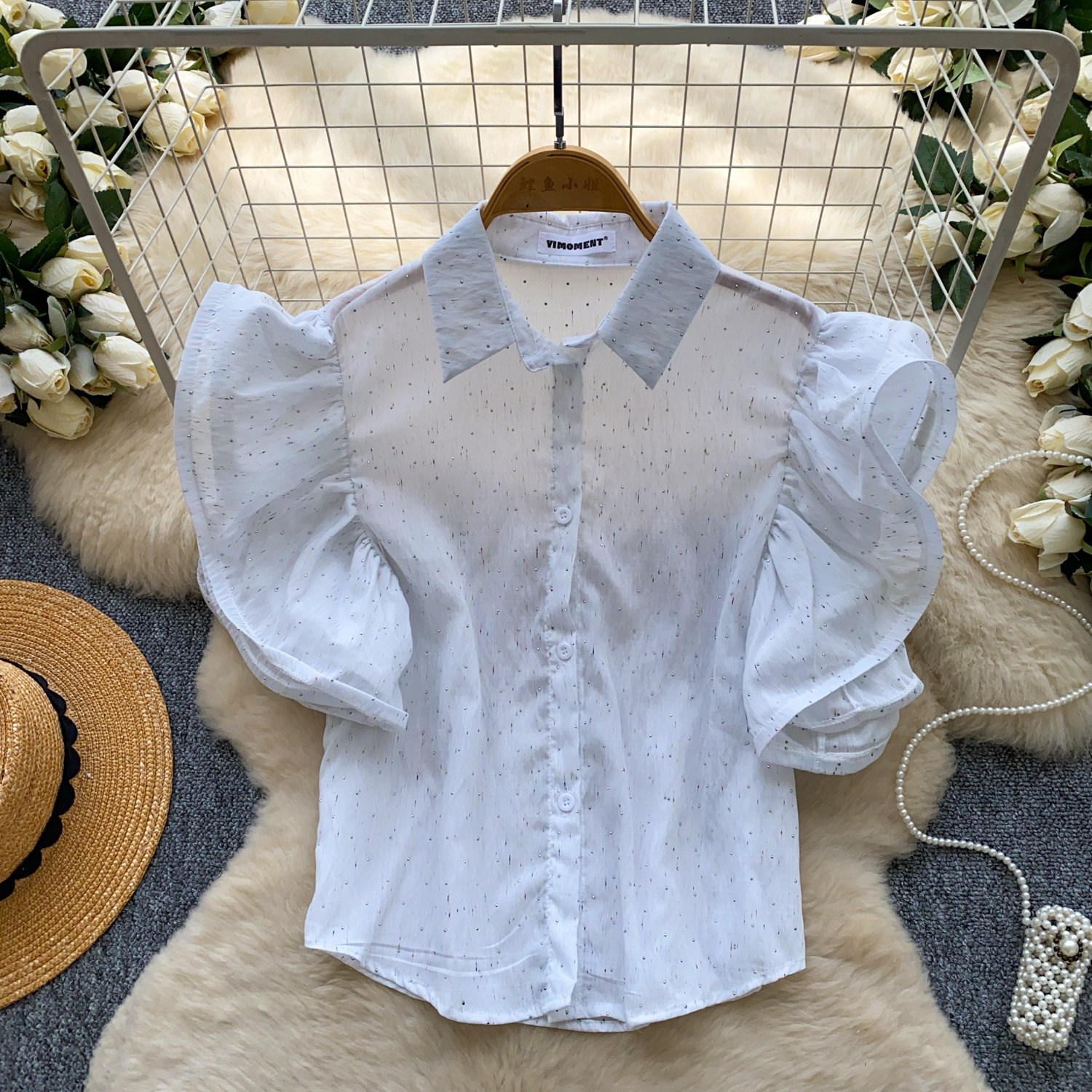 Women's Korean Style Puff Sleeve Breathable Shirt Skin Friendly Loose Design Elegant Versatile Commuter Top Spring 2026_ecoleips.com