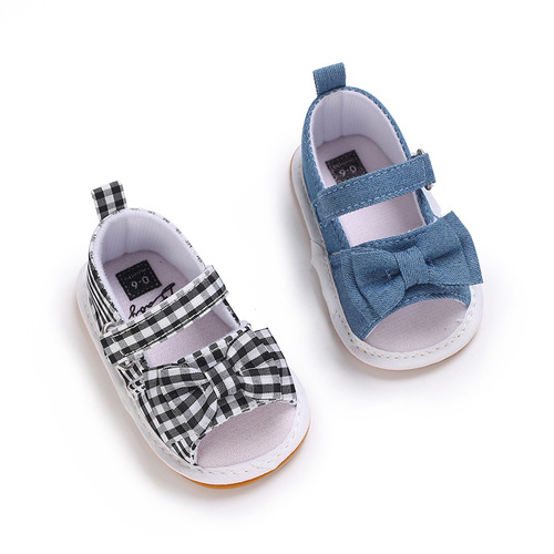 Summer 0-1 year old male and female baby striped sandals rubber sole non-slip baby toddler shoes