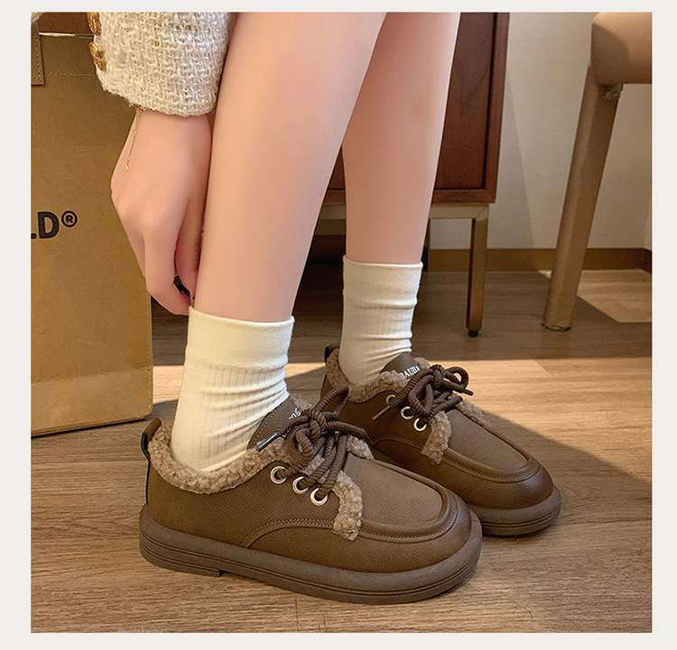 Kleine Lederschuhe im britischen Stil, trendige Winternische für Mädchen, Isolierung aus Baumwollplüsch mit niedrigem Absatz, Außenschuhe mit weicher_voghion.com