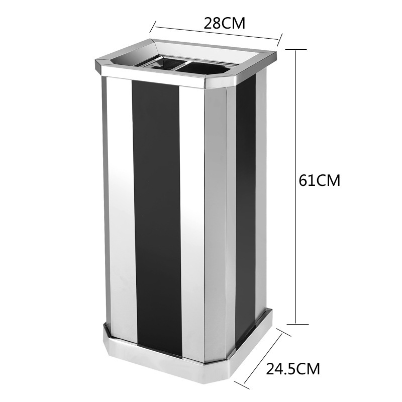 Comercial grande de acero inoxidable clasificación basura con Cenicero gran capacidad al aire libre Hotel vertical al aire libre extintor cubo