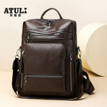 新款欧美防盗pu皮双肩包复古女士时尚高级感三用单肩包包大容量