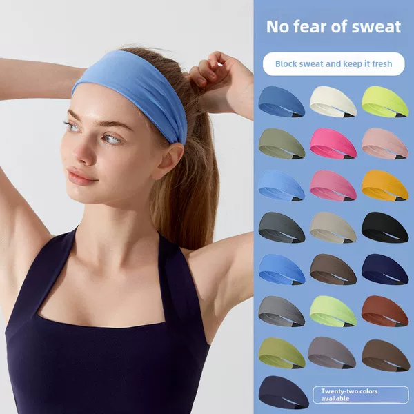 Elastic Headband Sports Headband Women's Antiperspirant Sweat Absorbent Running Fitness Yoga Headband Headband Women's Wide Side