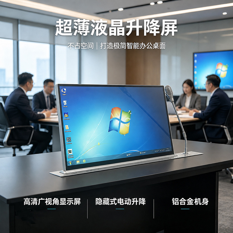 Ultra-thin LCD screen lifter, paperless conference and office system, multi-size intelligent hidden desktop display Ultra-thin LCD screen lifter, paperless conference and office system, multi-size intelligent hidden desktop display