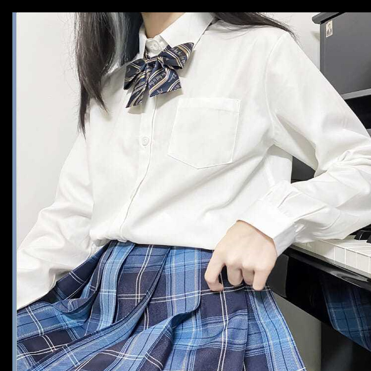 Spring and Autumn jk uniform white shirt female student Japanese loose basic rabbit seam all-match primary school student long sleeve shirt