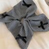 11 # Black and white plaid bow square scarf hair tie