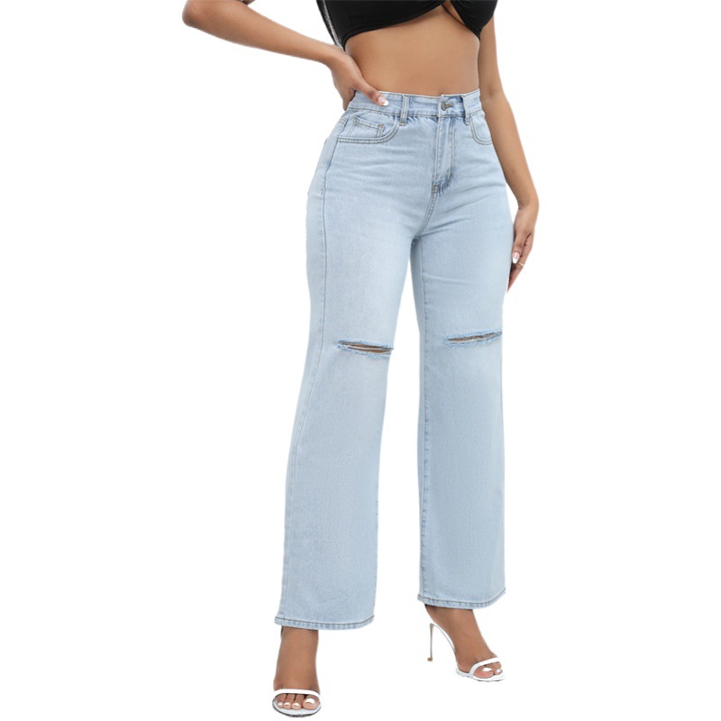 Jeans Anchos Rotos de Moda para Mujer, Venta Directa de Fábrica 2025, en Existencia, Nuevo en Amazon y Sitios Independientes