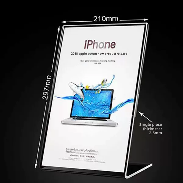 L-Shaped A4 Display Card Table Card Shelf Table Sign Table Imitation Acrylic Table Card Transparent
