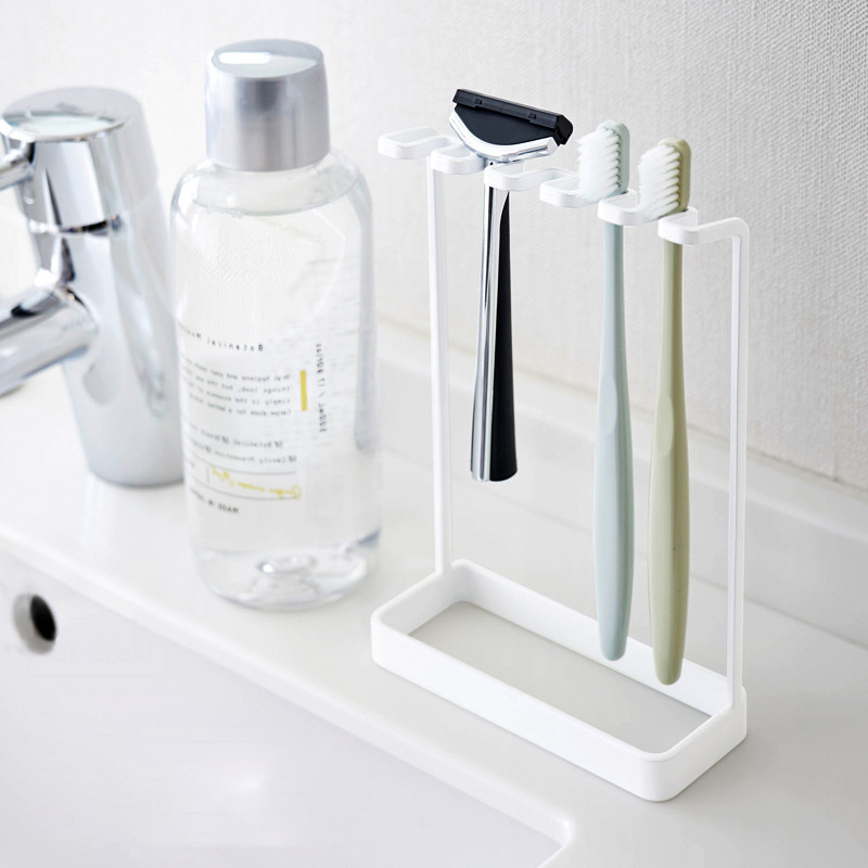 卫生间立式牙刷置物架 免打孔漱口牙刷架 浴室刮胡刀牙刷收纳架子