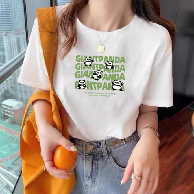 Xinjiang Pure Cotton Right Shoulder Short-Sleeved T-Shirt for Women 2025 Summer New Loose Printed Design Niche Ins Top Trend