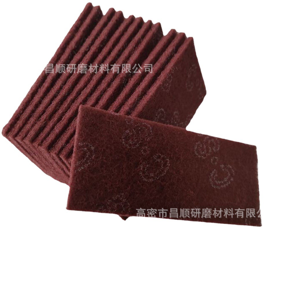 工业百洁布方形红色尼龙纤维金刚砂抛光拉丝布打磨去锈清洁抛光