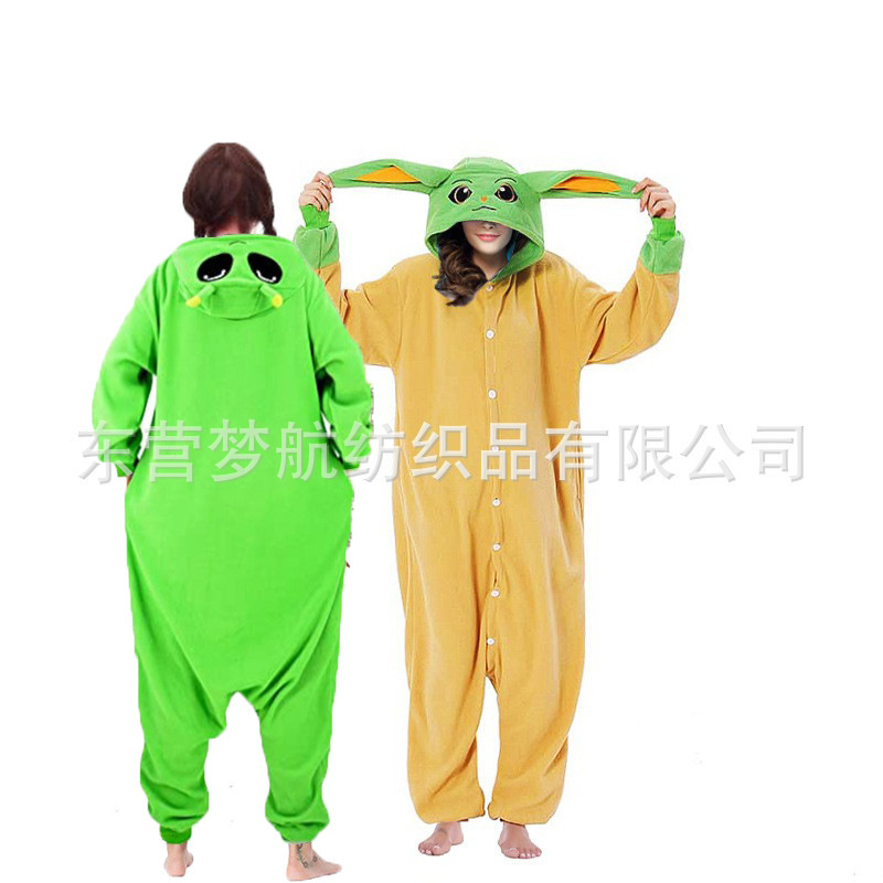 Green Alien Mission Impossible Fleece Cartoon Onesie Pajamas Autumn Winter Home Cosplay Costume