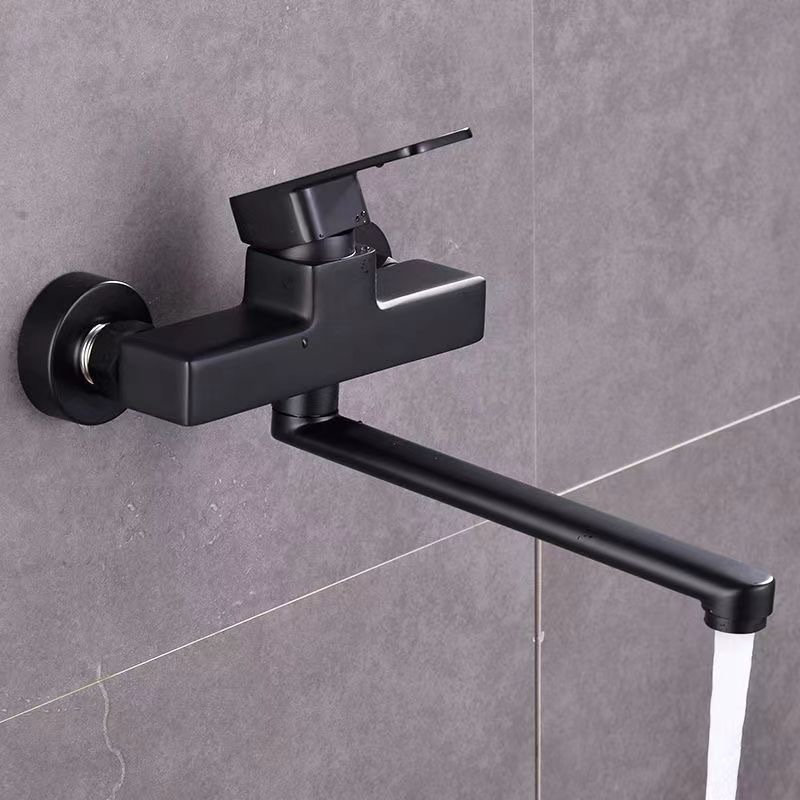 Grifo de pared uno por uno, lavabo de baño de agua fría y caliente, balcón, cocina, pistola negra, lavabo de verduras dorado gris
