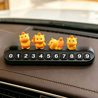 Creative Capybara Temporary Parking Number Plate Car Decoration Interior Accessory Moving Car Phone Number Sign (Nömrəli dayanma kartı) - capybara-lulu-4-piece-set-of-black-simple-parking-signs-excluding-oranges