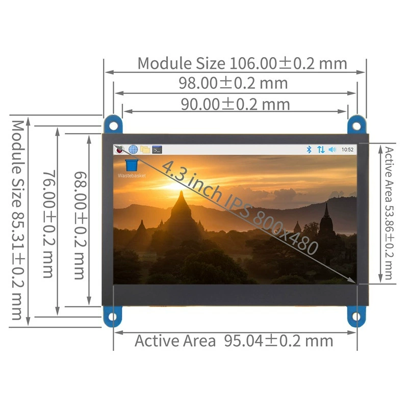 4.3-дюймовый HDMI-экран для Raspberry Pi, ЖК-экран с USB, емкостный сенсорный экран IPS
