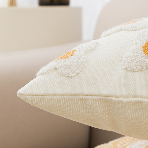 Nordic ins style embroidered pillow sofa bedside cushion waist pillow tufted tassel bay window futon pillow case wholesale