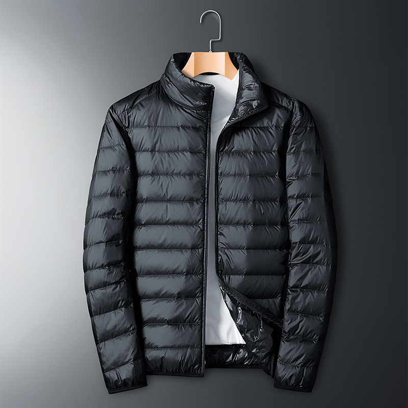 Lightweight White Duck down Jacket Men's Winter plus Size Loose Youth Short Outdoor Sports Stand-up Collar Thermal Coat