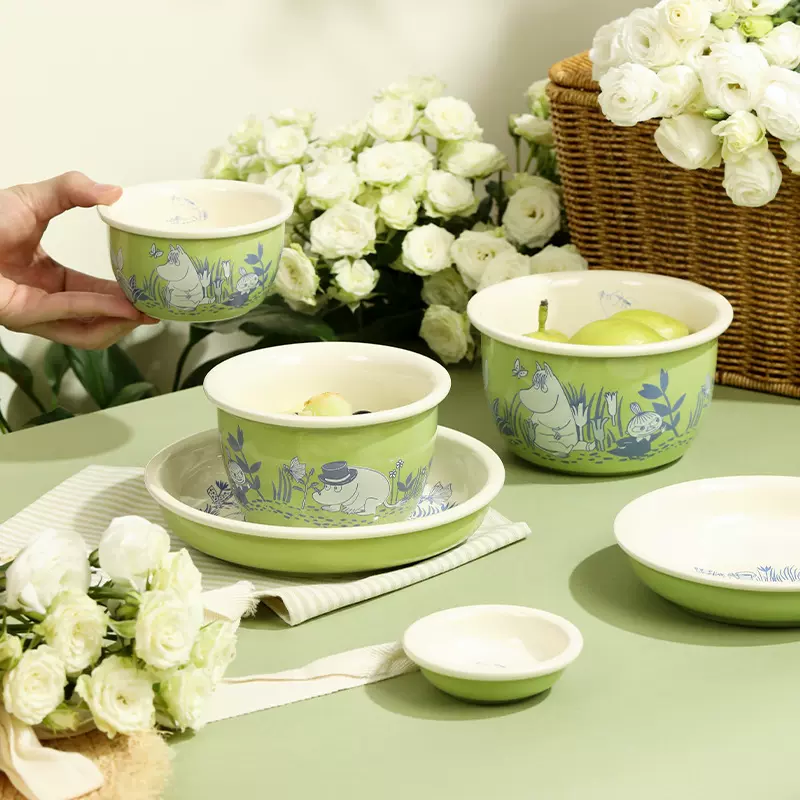 moomin姆明餐具陶瓷碗碟卡通碗盘家用创意儿童米饭碗汤碗菜盘子