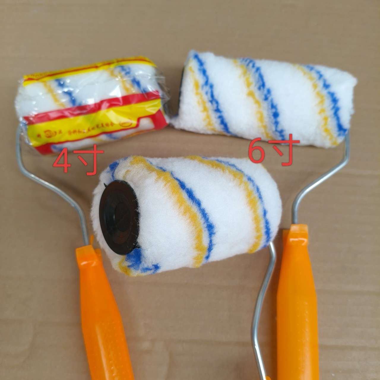 批发4寸6寸黄蓝滚筒刷涂料滚子滚筒涂装刷子滚筒工具刷