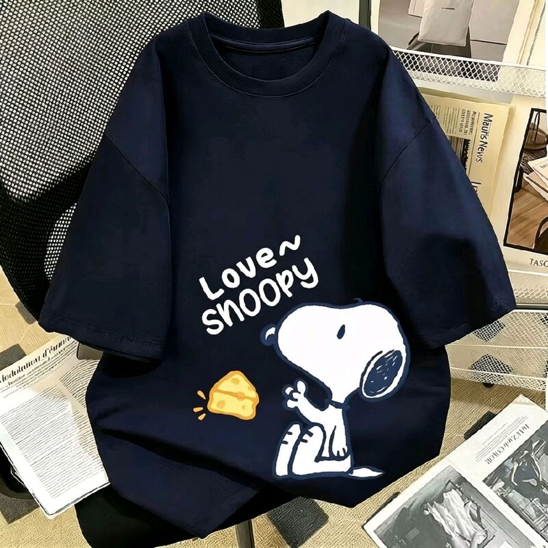 Cross-Border Popular Cartoon Snoopy Print Short-Sleeve T-Shirt for Women, 2026 Summer New Style, Loose Fit, Plus Size, Trendy Top